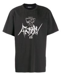 schwarzes und weißes bedrucktes T-Shirt mit einem Rundhalsausschnitt von Misbhv