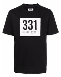 schwarzes und weißes bedrucktes T-Shirt mit einem Rundhalsausschnitt von Missoni