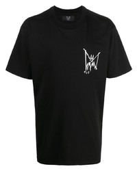 schwarzes und weißes bedrucktes T-Shirt mit einem Rundhalsausschnitt von MJB Marc Jacques Burton