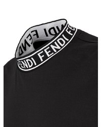 schwarzes und weißes bedrucktes T-Shirt mit einem Rundhalsausschnitt von Fendi