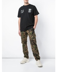 schwarzes und weißes bedrucktes T-Shirt mit einem Rundhalsausschnitt von Off-White