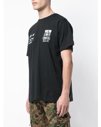 schwarzes und weißes bedrucktes T-Shirt mit einem Rundhalsausschnitt von Off-White