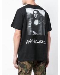 schwarzes und weißes bedrucktes T-Shirt mit einem Rundhalsausschnitt von Off-White