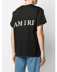 schwarzes und weißes bedrucktes T-Shirt mit einem Rundhalsausschnitt von Amiri