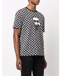 schwarzes und weißes bedrucktes T-Shirt mit einem Rundhalsausschnitt von Karl Lagerfeld