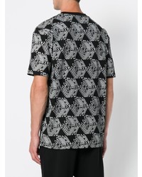 schwarzes und weißes bedrucktes T-Shirt mit einem Rundhalsausschnitt von McQ Alexander McQueen