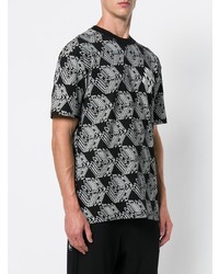 schwarzes und weißes bedrucktes T-Shirt mit einem Rundhalsausschnitt von McQ Alexander McQueen