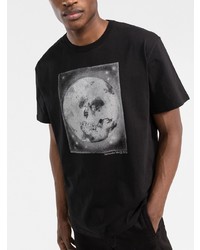 schwarzes und weißes bedrucktes T-Shirt mit einem Rundhalsausschnitt von Alexander McQueen