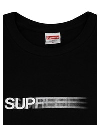 schwarzes und weißes bedrucktes T-Shirt mit einem Rundhalsausschnitt von Supreme