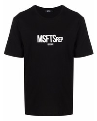 schwarzes und weißes bedrucktes T-Shirt mit einem Rundhalsausschnitt von MSFTSrep