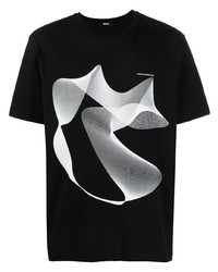 schwarzes und weißes bedrucktes T-Shirt mit einem Rundhalsausschnitt von MSFTSrep