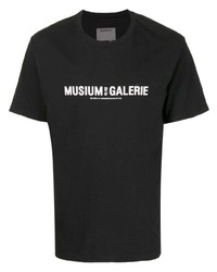 schwarzes und weißes bedrucktes T-Shirt mit einem Rundhalsausschnitt von Musium Div.