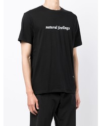 schwarzes und weißes bedrucktes T-Shirt mit einem Rundhalsausschnitt von Armani Exchange