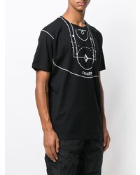 schwarzes und weißes bedrucktes T-Shirt mit einem Rundhalsausschnitt von Marcelo Burlon County of Milan