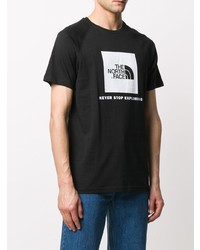 schwarzes und weißes bedrucktes T-Shirt mit einem Rundhalsausschnitt von The North Face