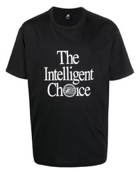 schwarzes und weißes bedrucktes T-Shirt mit einem Rundhalsausschnitt von New Balance