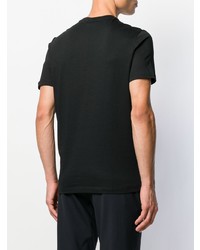 schwarzes und weißes bedrucktes T-Shirt mit einem Rundhalsausschnitt von Emporio Armani