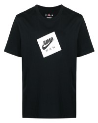 schwarzes und weißes bedrucktes T-Shirt mit einem Rundhalsausschnitt von Nike