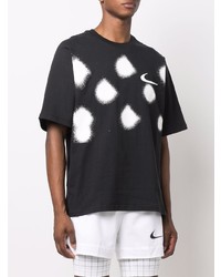 schwarzes und weißes bedrucktes T-Shirt mit einem Rundhalsausschnitt von Nike X Off-White
