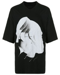 schwarzes und weißes bedrucktes T-Shirt mit einem Rundhalsausschnitt von Niløs