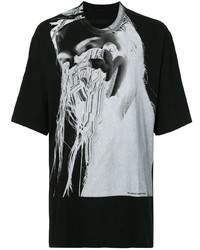 schwarzes und weißes bedrucktes T-Shirt mit einem Rundhalsausschnitt von Niløs