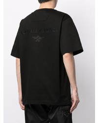 schwarzes und weißes bedrucktes T-Shirt mit einem Rundhalsausschnitt von Juun.J