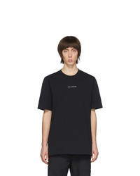 schwarzes und weißes bedrucktes T-Shirt mit einem Rundhalsausschnitt von Oamc