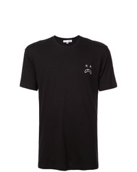 schwarzes und weißes bedrucktes T-Shirt mit einem Rundhalsausschnitt von Odin