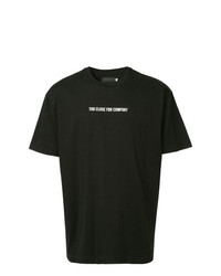 schwarzes und weißes bedrucktes T-Shirt mit einem Rundhalsausschnitt von Off Duty