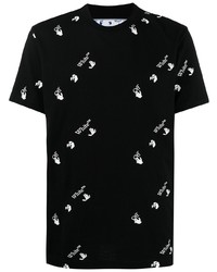 schwarzes und weißes bedrucktes T-Shirt mit einem Rundhalsausschnitt von Off-White