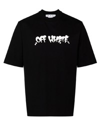 schwarzes und weißes bedrucktes T-Shirt mit einem Rundhalsausschnitt von Off-White