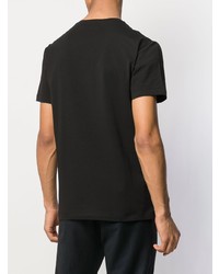 schwarzes und weißes bedrucktes T-Shirt mit einem Rundhalsausschnitt von Cavalli Class