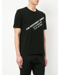 schwarzes und weißes bedrucktes T-Shirt mit einem Rundhalsausschnitt von Undercover