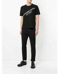 schwarzes und weißes bedrucktes T-Shirt mit einem Rundhalsausschnitt von Undercover