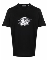 schwarzes und weißes bedrucktes T-Shirt mit einem Rundhalsausschnitt von Our Legacy