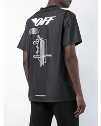 schwarzes und weißes bedrucktes T-Shirt mit einem Rundhalsausschnitt von Off-White