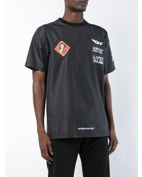 schwarzes und weißes bedrucktes T-Shirt mit einem Rundhalsausschnitt von Off-White