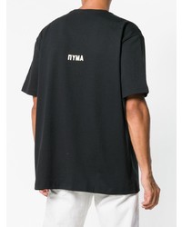 schwarzes und weißes bedrucktes T-Shirt mit einem Rundhalsausschnitt von Puma