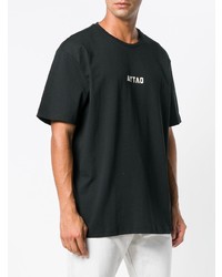 schwarzes und weißes bedrucktes T-Shirt mit einem Rundhalsausschnitt von Puma