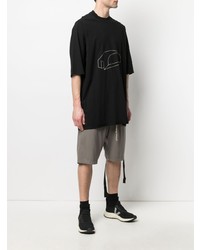 schwarzes und weißes bedrucktes T-Shirt mit einem Rundhalsausschnitt von Rick Owens DRKSHDW