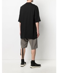 schwarzes und weißes bedrucktes T-Shirt mit einem Rundhalsausschnitt von Rick Owens DRKSHDW