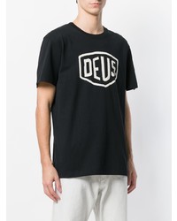 schwarzes und weißes bedrucktes T-Shirt mit einem Rundhalsausschnitt von Deus Ex Machina