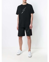 schwarzes und weißes bedrucktes T-Shirt mit einem Rundhalsausschnitt von Givenchy