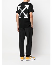 schwarzes und weißes bedrucktes T-Shirt mit einem Rundhalsausschnitt von Off-White