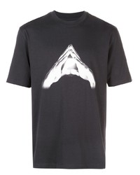 schwarzes und weißes bedrucktes T-Shirt mit einem Rundhalsausschnitt von Palace