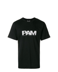 schwarzes und weißes bedrucktes T-Shirt mit einem Rundhalsausschnitt von Pam Perks And Mini