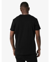 schwarzes und weißes bedrucktes T-Shirt mit einem Rundhalsausschnitt von Balmain