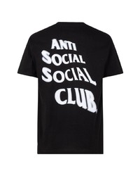 schwarzes und weißes bedrucktes T-Shirt mit einem Rundhalsausschnitt von Anti Social Social Club