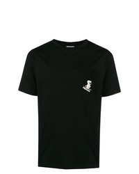 schwarzes und weißes bedrucktes T-Shirt mit einem Rundhalsausschnitt von Paterson.