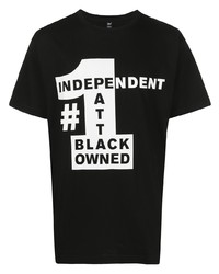 schwarzes und weißes bedrucktes T-Shirt mit einem Rundhalsausschnitt von PATTA